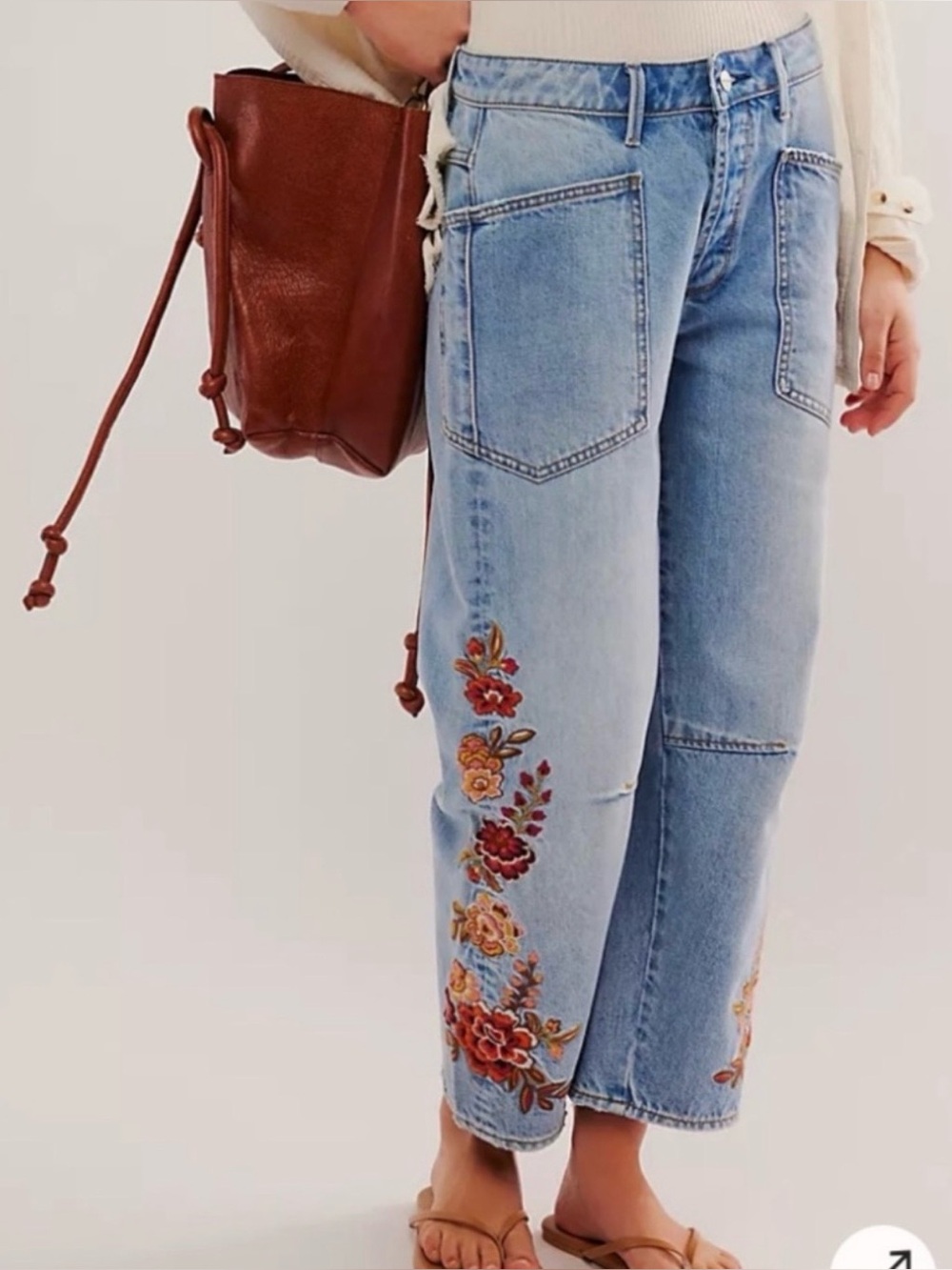 HME Embroidered Barrel Jeans